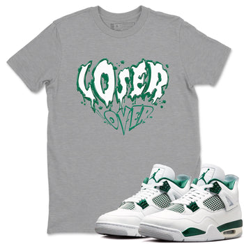4s Oxidized Green shirts to match jordans Melting Loser Lover sneaker match tees Air Jordan 4 Oxidized Green SNRT Sneaker Tees streetwear brand Heather Grey 1 unisex cotton tee