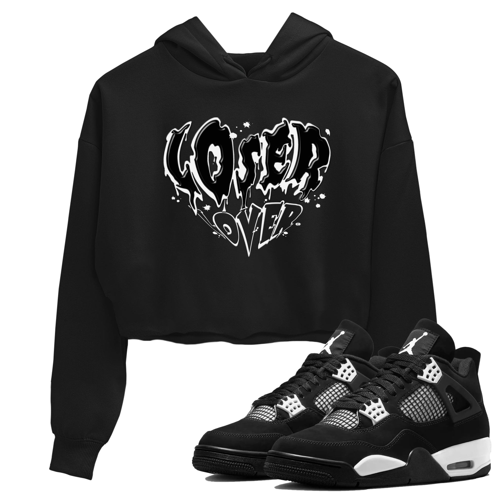 4s White Thunder shirts to match jordans Melting Loser Lover sneaker match tees Air Jordan 4 White Thunder SNRT Sneaker Release Tees unisex cotton Black 1 Crop Shirts