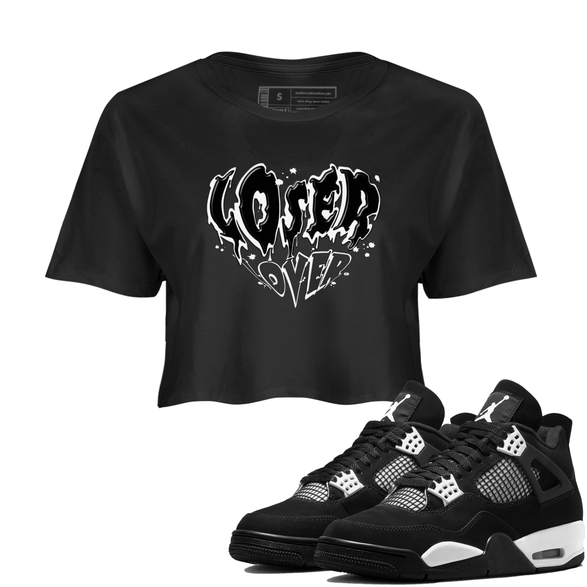 4s White Thunder shirts to match jordans Melting Loser Lover sneaker match tees Air Jordan 4 White Thunder SNRT Sneaker Release Tees unisex cotton Black 1 Crop Shirts