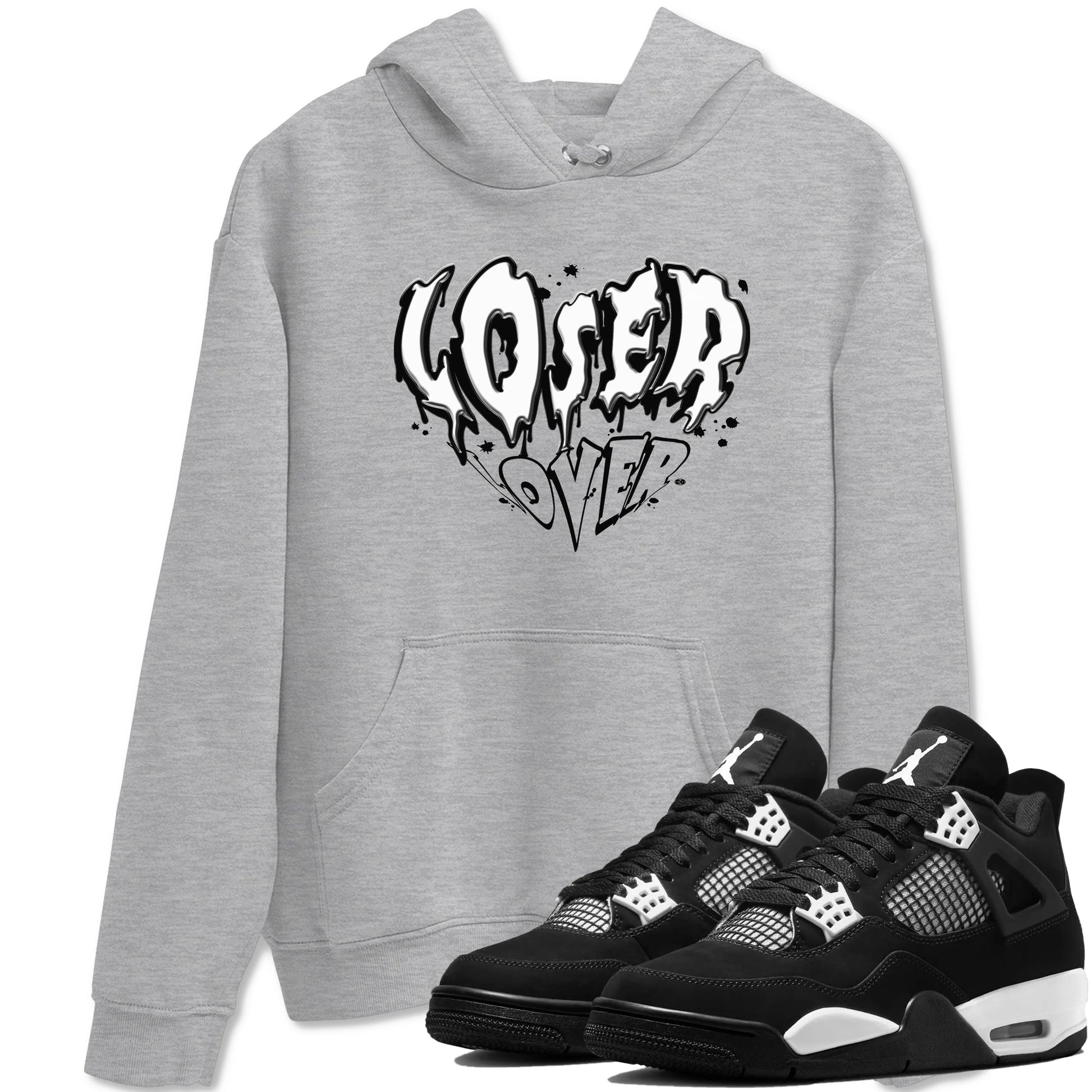 4s White Thunder shirts to match jordans Melting Loser Lover sneaker match tees Air Jordan 4 White Thunder SNRT Sneaker Release Tees unisex cotton Heather Grey 1 crew neck shirts