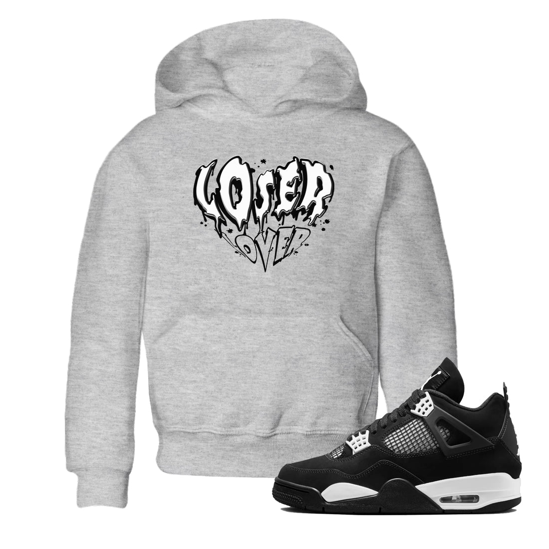 4s White Thunder shirts to match jordans Melting Loser Lover sneaker match tees Air Jordan 4 White Thunder SNRT Sneaker Release Tees Youth Baby Heather Grey 1 crew neck shirts