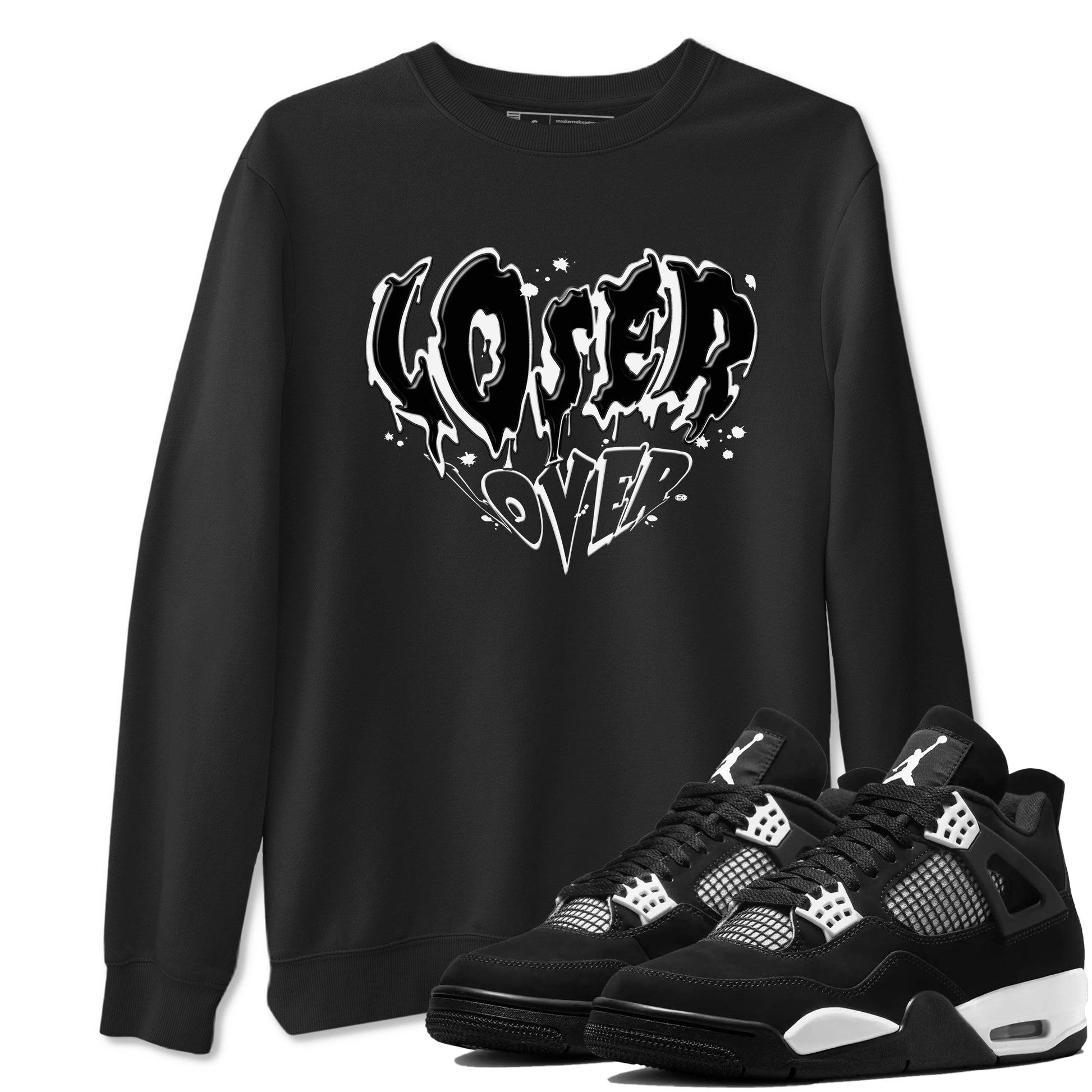 4s White Thunder shirts to match jordans Melting Loser Lover sneaker match tees Air Jordan 4 White Thunder SNRT Sneaker Release Tees unisex cotton Black 1 crew neck shirts