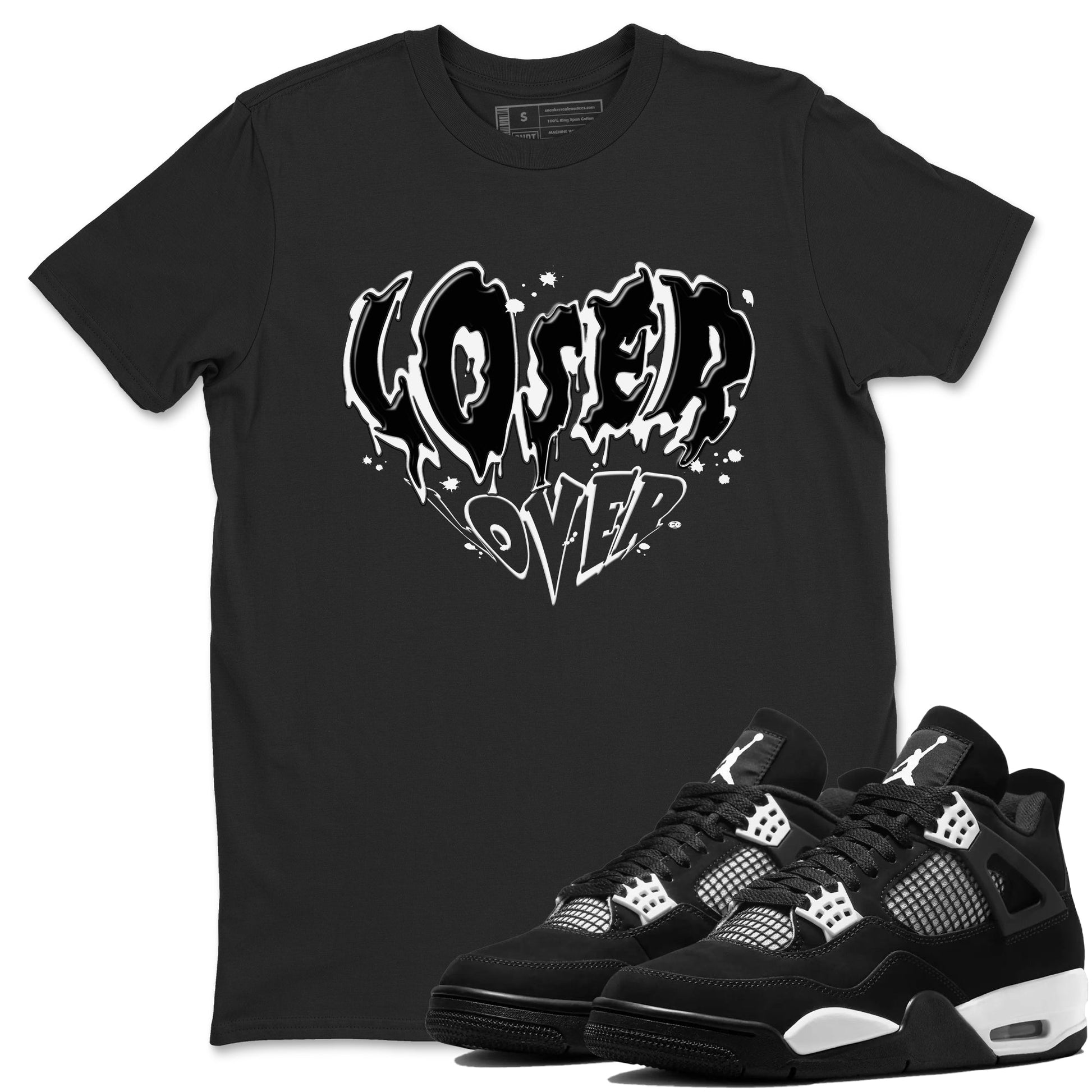 4s White Thunder shirts to match jordans Melting Loser Lover sneaker match tees Air Jordan 4 White Thunder SNRT Sneaker Release Tees unisex cotton Black 1 crew neck shirts