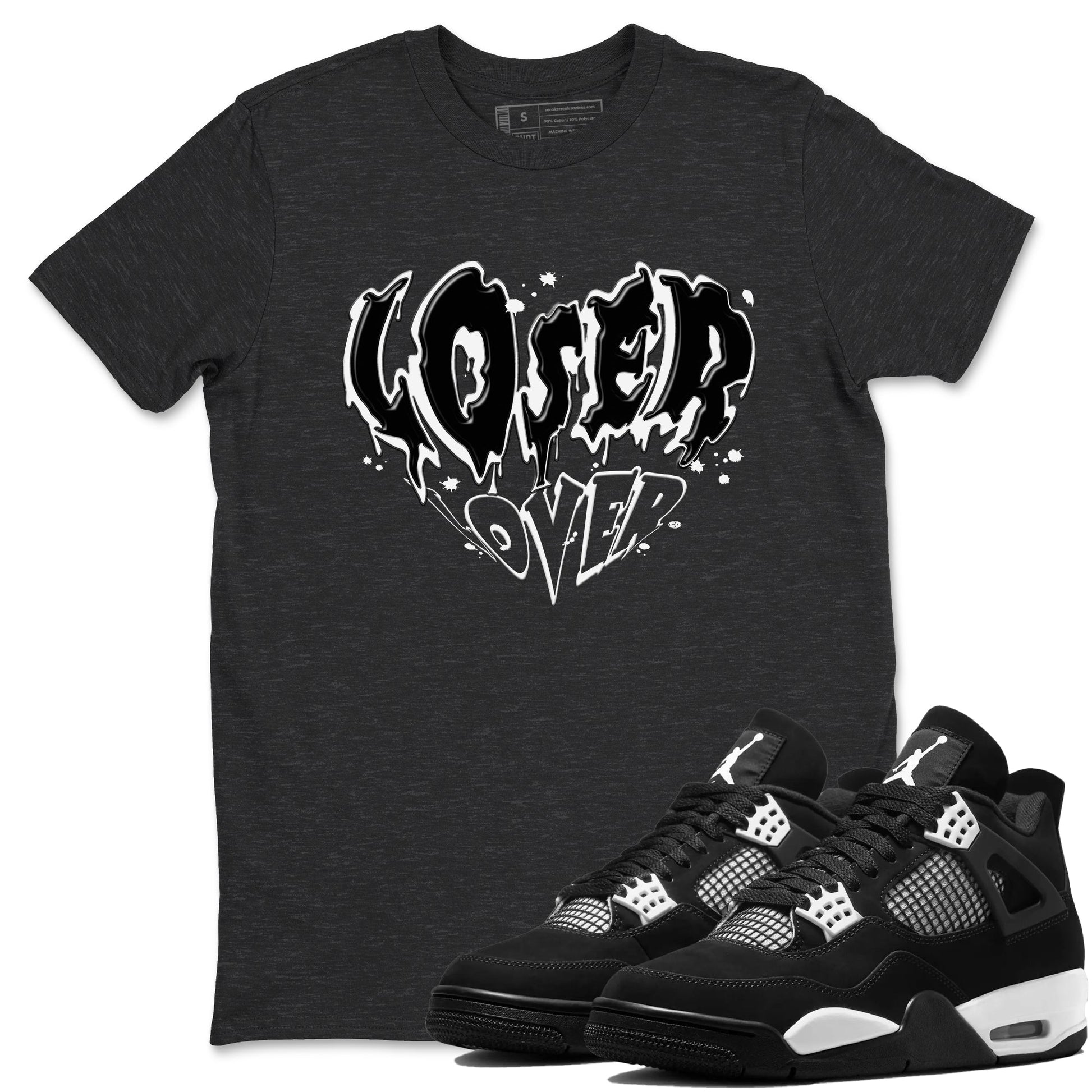 4s White Thunder shirts to match jordans Melting Loser Lover sneaker match tees Air Jordan 4 White Thunder SNRT Sneaker Release Tees unisex cotton Charcoal Heather 1 crew neck shirts
