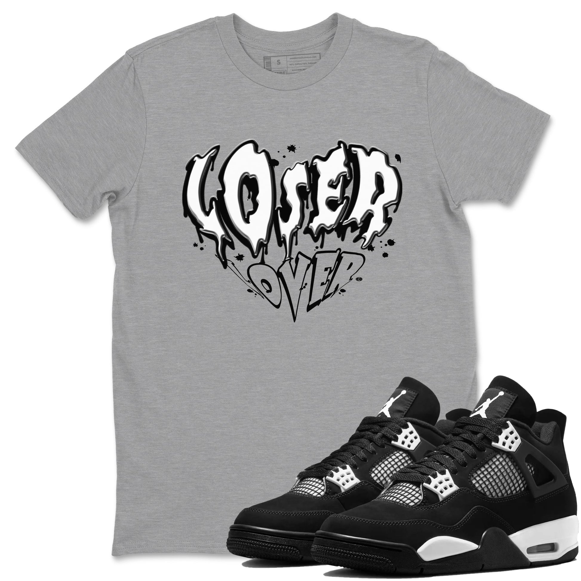 4s White Thunder shirts to match jordans Melting Loser Lover sneaker match tees Air Jordan 4 White Thunder SNRT Sneaker Release Tees unisex cotton Heather Grey 1 crew neck shirts