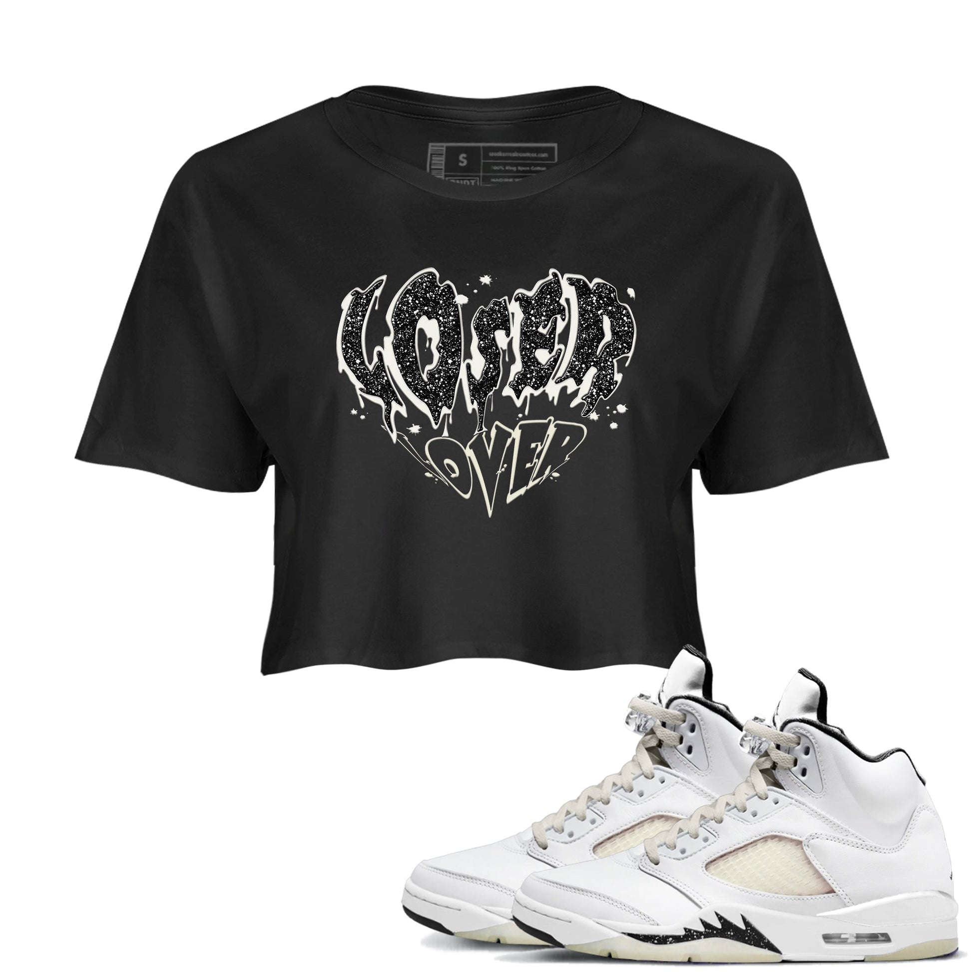 5s Sail shirt to match jordans Melting Loser Lover sneaker tees Air Jordan 5 Sail SNRT Sneaker Release Tees Black 1 crop length shirt