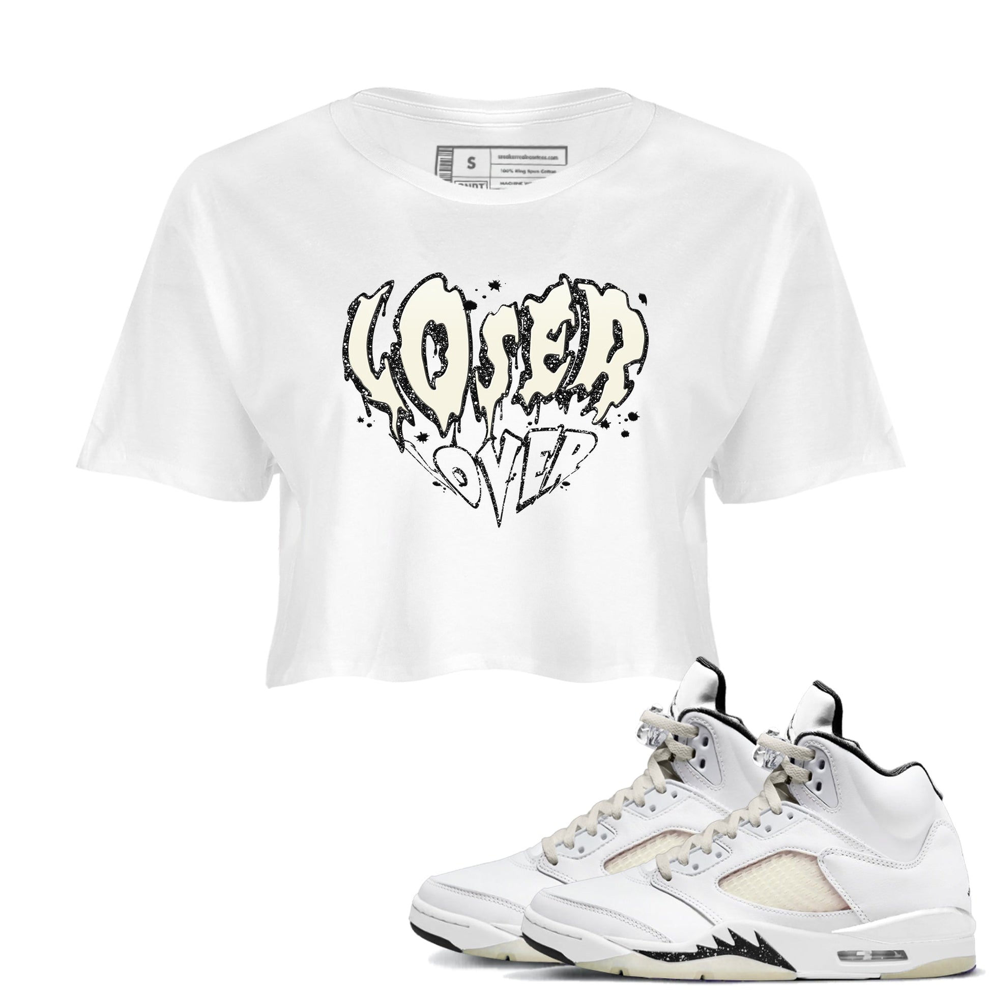 5s Sail shirt to match jordans Melting Loser Lover sneaker tees Air Jordan 5 Sail SNRT Sneaker Release Tees White 1 crop length shirt