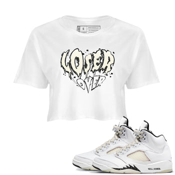 5s Sail shirt to match jordans Melting Loser Lover sneaker tees Air Jordan 5 Sail SNRT Sneaker Release Tees White 1 crop length shirt