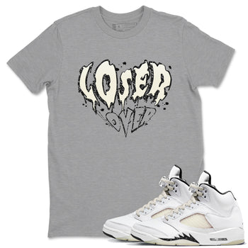 5s Sail shirt to match jordans Melting Loser Lover sneaker tees Air Jordan 5 Sail SNRT Sneaker Release Tees unisex cotton Heather Grey 1 crew neck shirt