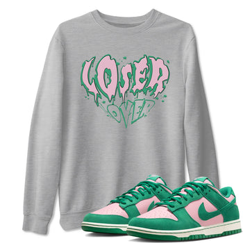 Dunk Low Medium Soft Pink Malachite shirt to match jordans Melting Loser Lover sneaker tees Dunk Retro SE Medium Soft Pink Malachite SNRT Sneaker Release Tees unisex cotton Heather Grey 1 crew neck shirt