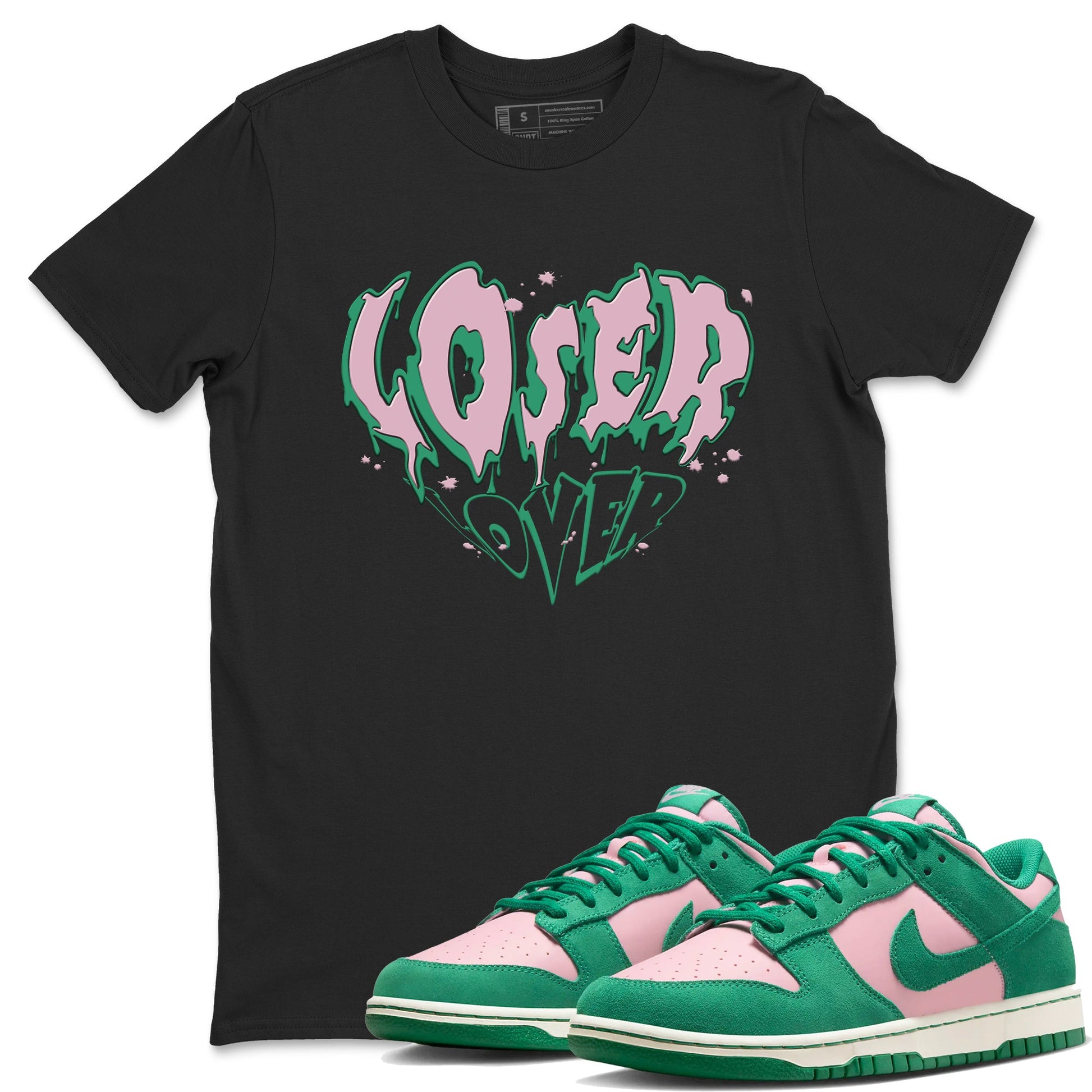 Dunk Low Medium Soft Pink Malachite shirt to match jordans Melting Loser Lover sneaker tees Dunk Retro SE Medium Soft Pink Malachite SNRT Sneaker Release Tees unisex cotton Black 1 crew neck shirt