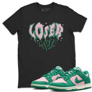 Dunk Low Medium Soft Pink Malachite shirt to match jordans Melting Loser Lover sneaker tees Dunk Retro SE Medium Soft Pink Malachite SNRT Sneaker Release Tees unisex cotton Black 1 crew neck shirt
