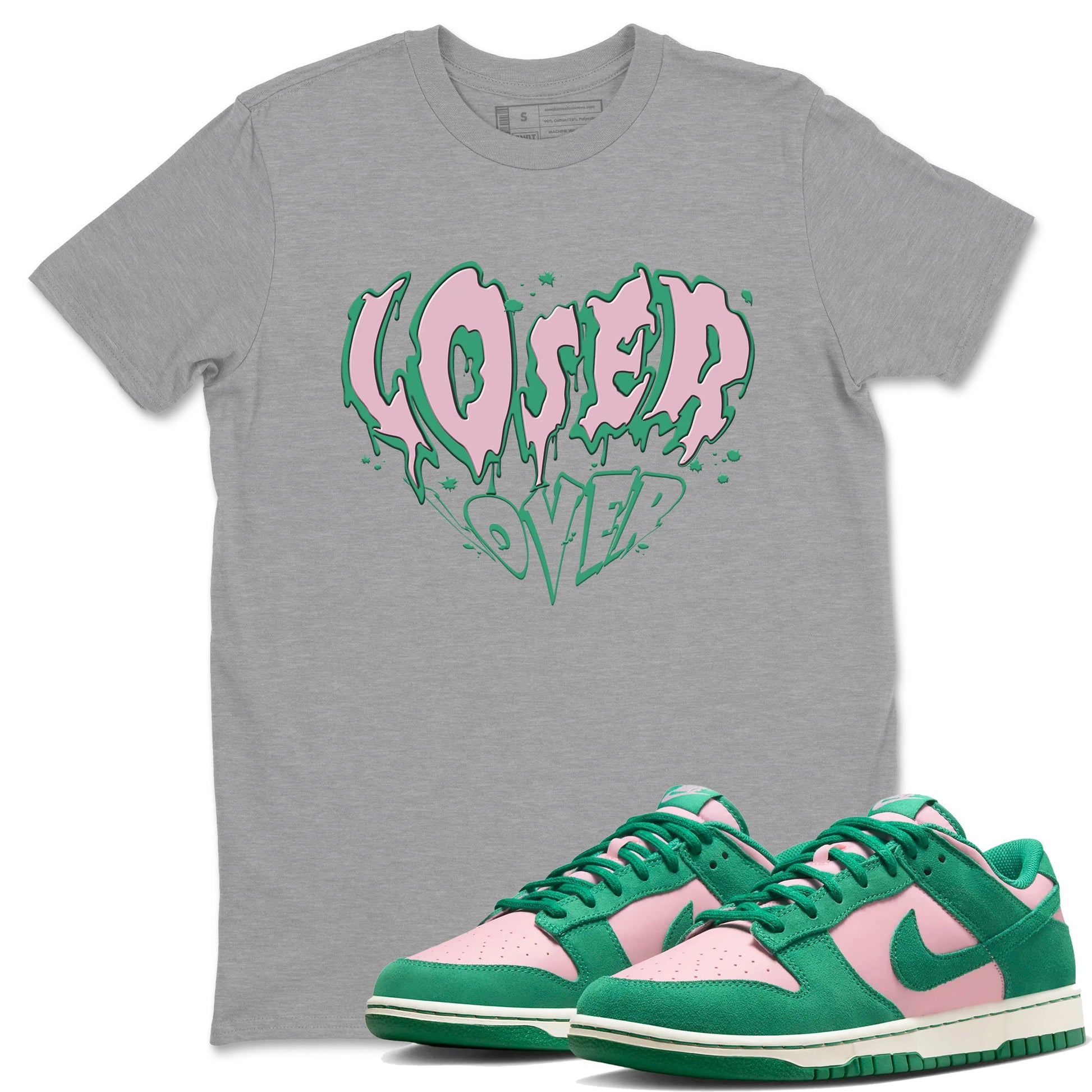 Dunk Low Medium Soft Pink Malachite shirt to match jordans Melting Loser Lover sneaker tees Dunk Retro SE Medium Soft Pink Malachite SNRT Sneaker Release Tees unisex cotton Heather Grey 1 crew neck shirt