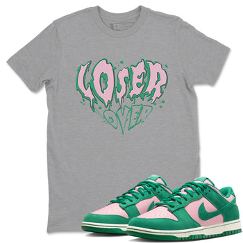 Dunk Low Medium Soft Pink Malachite shirt to match jordans Melting Loser Lover sneaker tees Dunk Retro SE Medium Soft Pink Malachite SNRT Sneaker Release Tees unisex cotton Heather Grey 1 crew neck shirt
