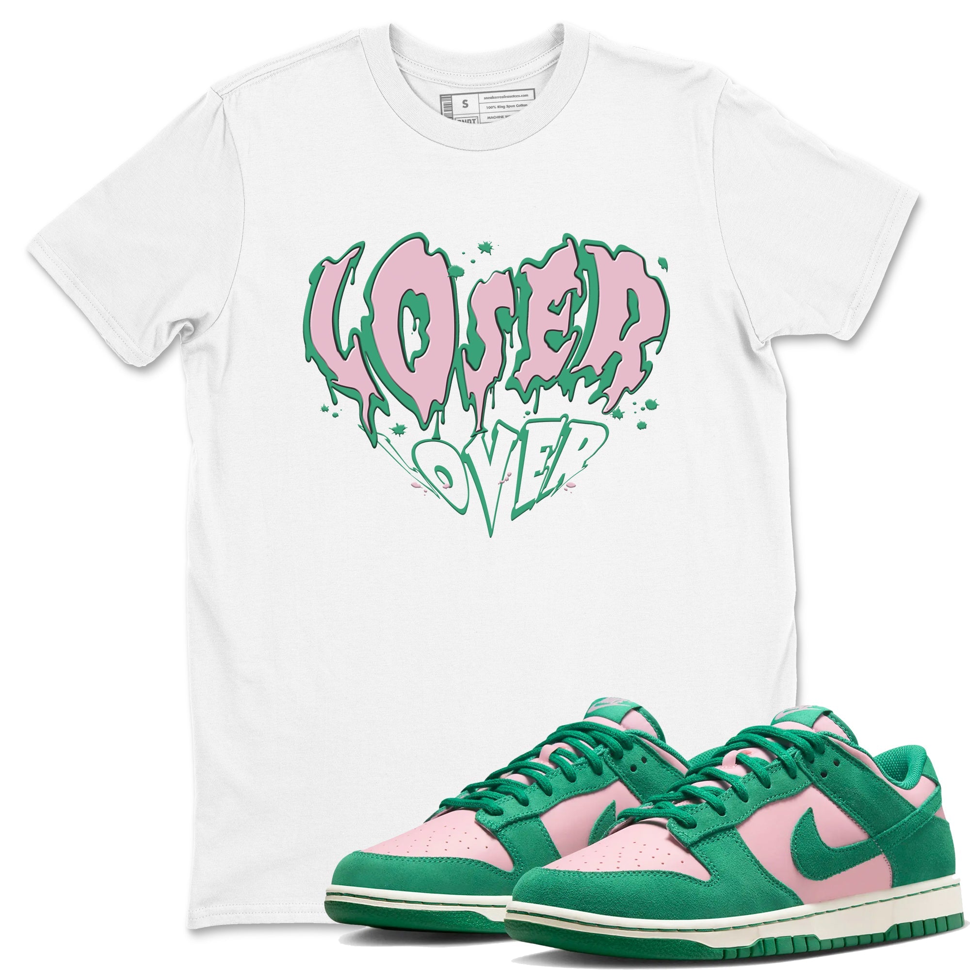 Dunk Low Medium Soft Pink Malachite shirt to match jordans Melting Loser Lover sneaker tees Dunk Retro SE Medium Soft Pink Malachite SNRT Sneaker Release Tees unisex cotton White 1 crew neck shirt