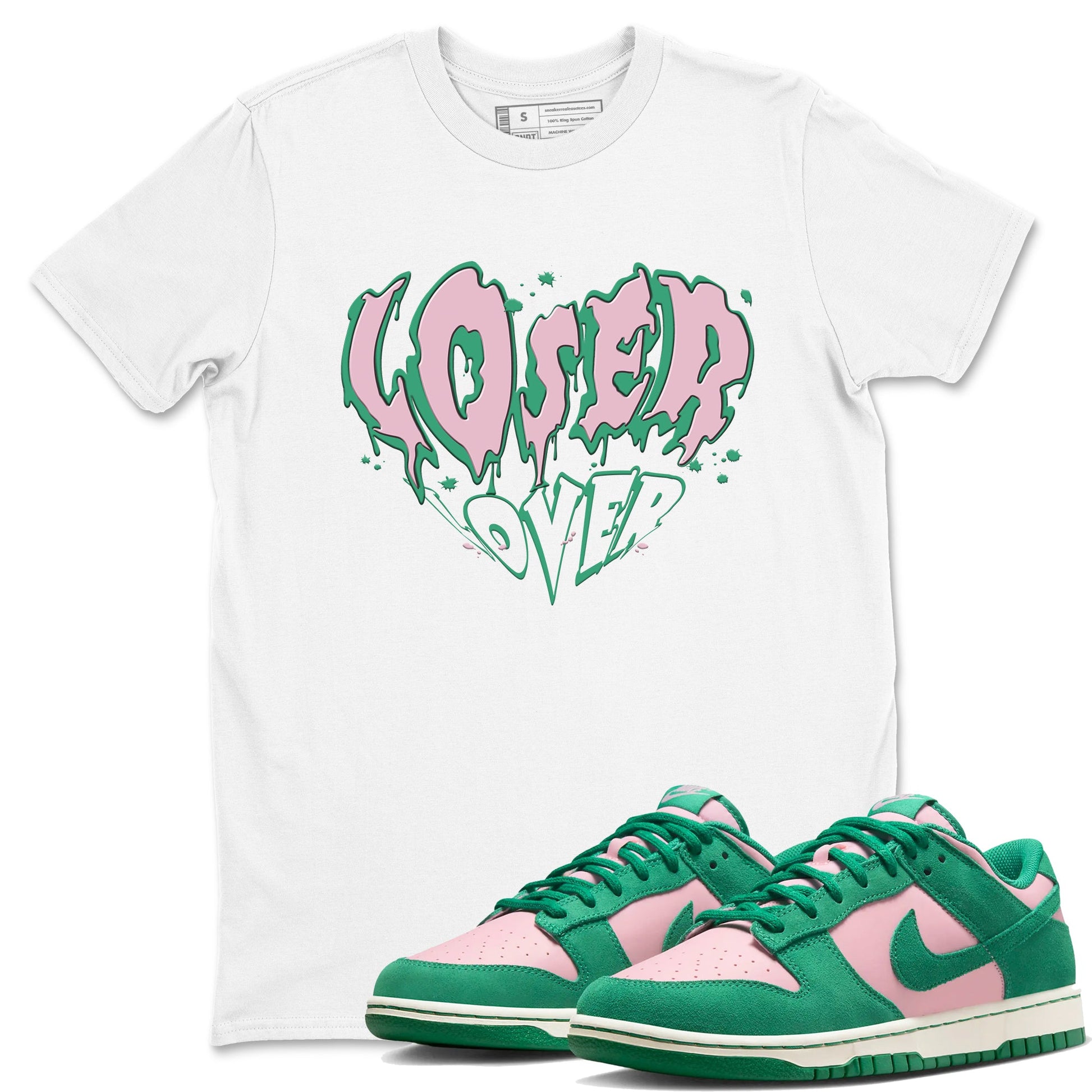 Dunk Low Medium Soft Pink Malachite shirt to match jordans Melting Loser Lover sneaker tees Dunk Retro SE Medium Soft Pink Malachite SNRT Sneaker Release Tees unisex cotton White 1 crew neck shirt