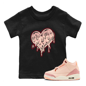3s Valentines Day shirts to match jordans Melting Love Heart best t shirts to wear with jordans Air Jordan 3 Valentines Day match shoes to clothes SNRT Sneaker Tees Youth Baby Black 1 tee