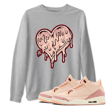 3s Valentines Day shirts to match jordans Melting Love Heart best t shirts to wear with jordans Air Jordan 3 Valentines Day match shoes to clothes SNRT Sneaker Tees unisex cotton Heather Grey 1 shirts