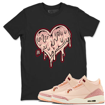 3s Valentines Day shirts to match jordans Melting Love Heart best t shirts to wear with jordans Air Jordan 3 Valentines Day match shoes to clothes SNRT Sneaker Tees unisex cotton Black 1 shirts