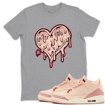 3s Valentines Day shirts to match jordans Melting Love Heart best t shirts to wear with jordans Air Jordan 3 Valentines Day match shoes to clothes SNRT Sneaker Tees unisex cotton Heather Grey 1 shirts