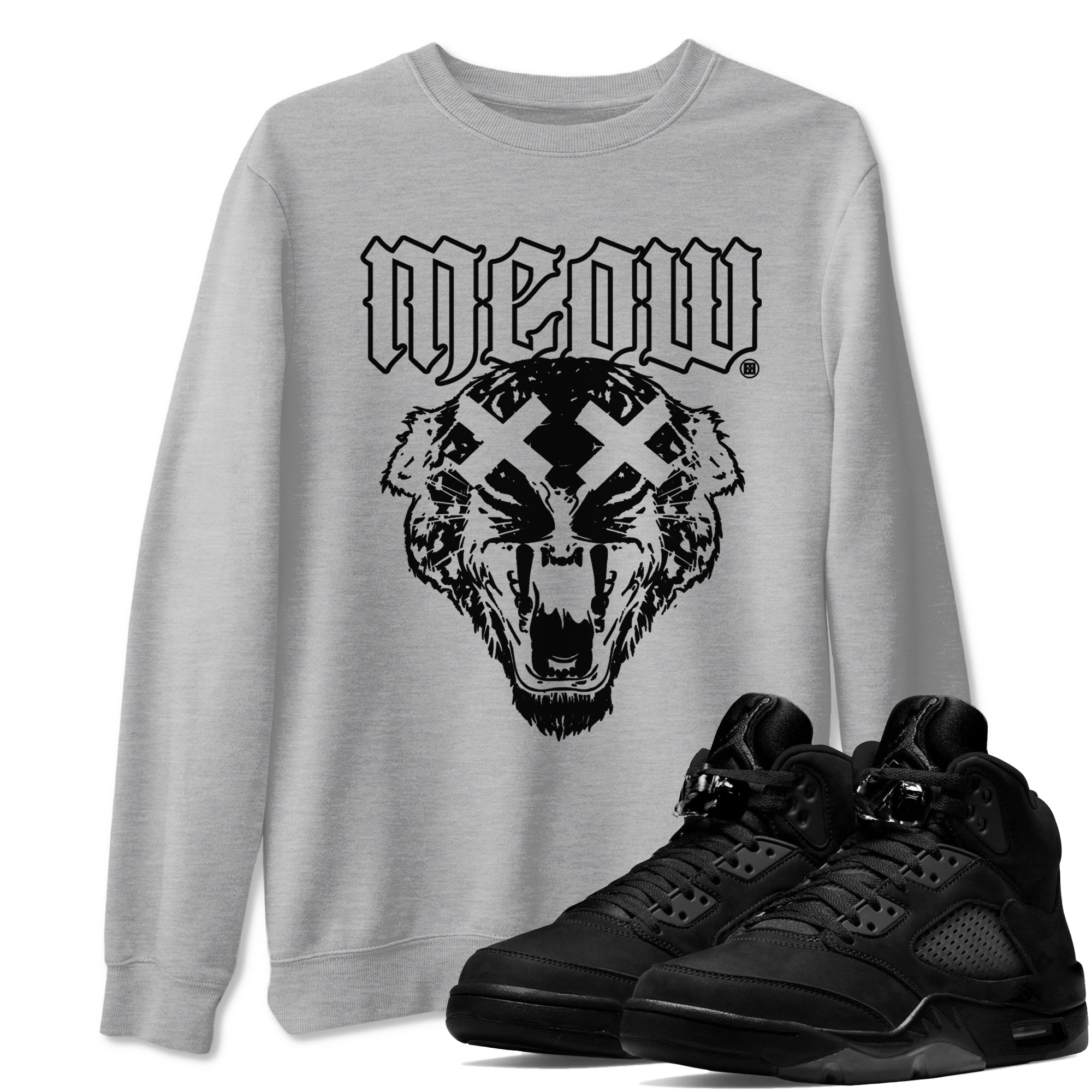 Air Jordan 5 Retro Black Cat Shirts To Match Jordans Meow Sneaker Shirts 5 Black Cat SNRT Sneaker Release Tees Unisex Cotton Crew Neck Heather Grey 1 crew neck shirts