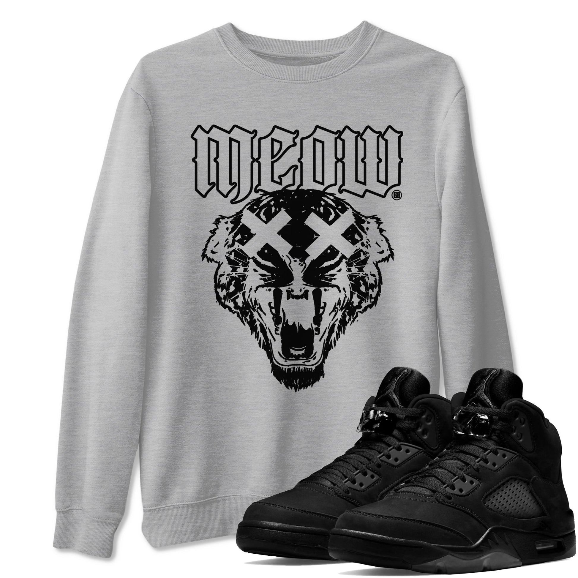 Air Jordan 5 Retro Black Cat Shirts To Match Jordans Meow Sneaker Shirts 5 Black Cat SNRT Sneaker Release Tees Unisex Cotton Crew Neck Heather Grey 1 crew neck shirts