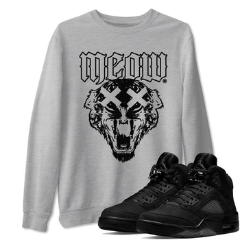 Air Jordan 5 Retro Black Cat Shirts To Match Jordans Meow Sneaker Shirts 5 Black Cat SNRT Sneaker Release Tees Unisex Cotton Crew Neck Heather Grey 1 crew neck shirts
