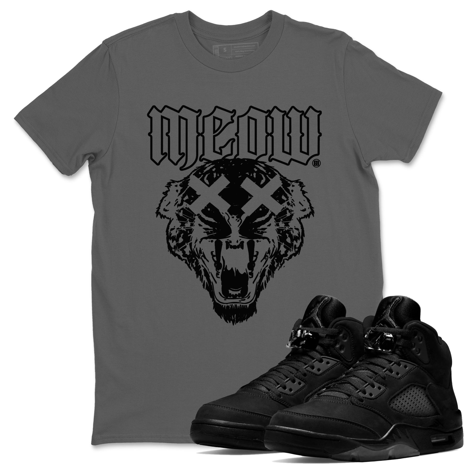 Air Jordan 5 Retro Black Cat Shirts To Match Jordans Meow Sneaker Shirts 5 Black Cat SNRT Sneaker Release Tees Unisex Cotton Crew Neck Cool Grey 1 crew neck shirts