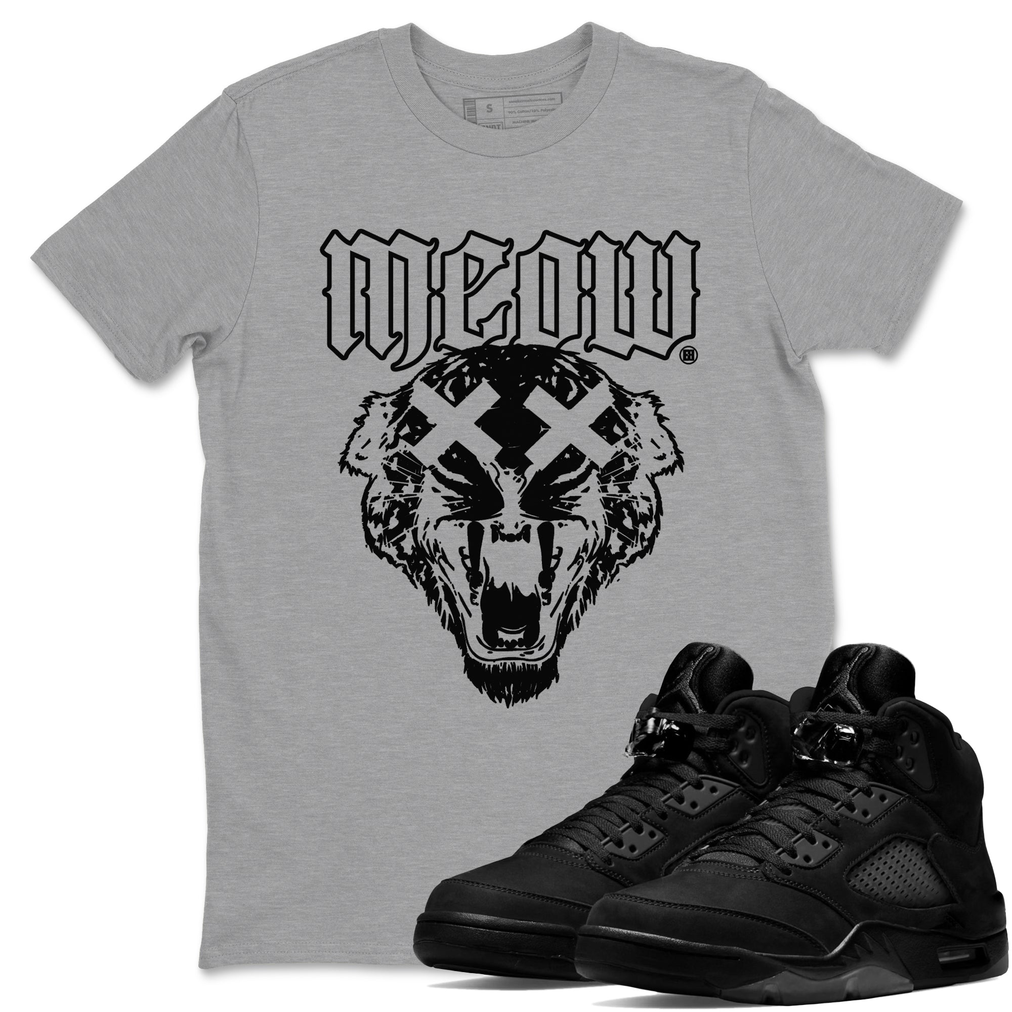 Air Jordan 5 Retro Black Cat Shirts To Match Jordans Meow Sneaker Shirts 5 Black Cat SNRT Sneaker Release Tees Unisex Cotton Crew Neck Heather Grey 1 crew neck shirts