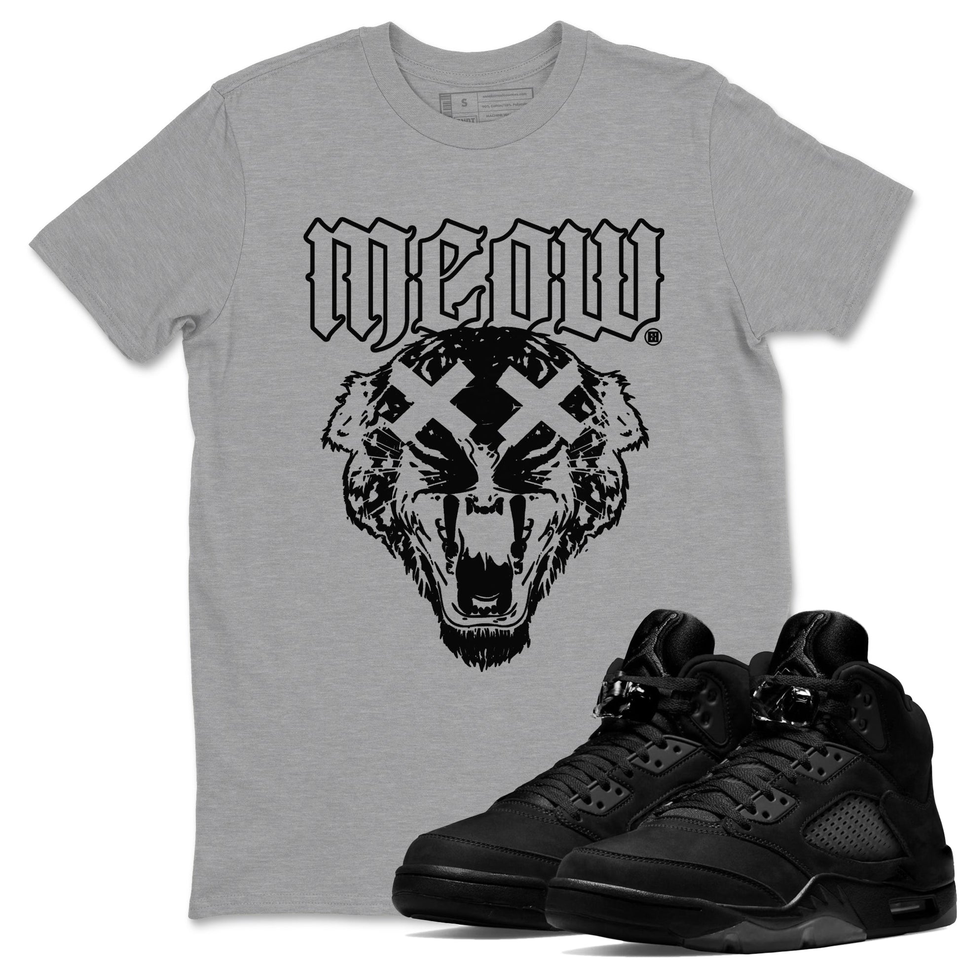 Air Jordan 5 Retro Black Cat Shirts To Match Jordans Meow Sneaker Shirts 5 Black Cat SNRT Sneaker Release Tees Unisex Cotton Crew Neck Heather Grey 1 crew neck shirts