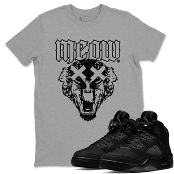 Air Jordan 5 Retro Black Cat Shirts To Match Jordans Meow Sneaker Shirts 5 Black Cat SNRT Sneaker Release Tees Unisex Cotton Crew Neck Heather Grey 1 crew neck shirts