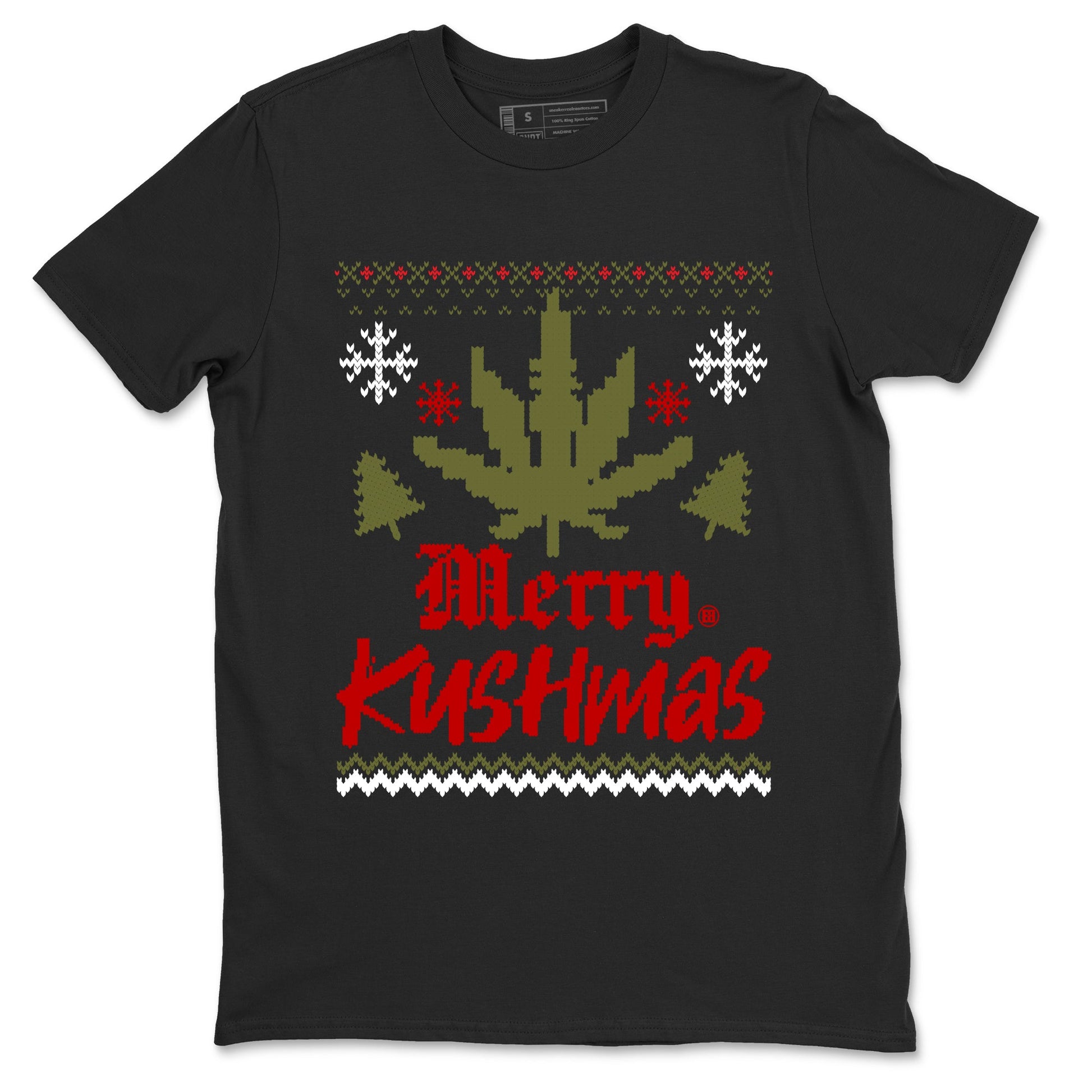 Air Jordan 1 Low Travis Scott Medium Olive t-shirts to match sneakers Merry Kushmas sneaker match tees Travis Scott Olive match shoes to clothes SNRT Sneaker Tees unisex cotton Black 2 shirts