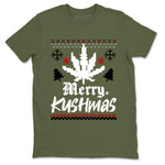 Air Jordan 1 Low Travis Scott Medium Olive t-shirts to match sneakers Merry Kushmas sneaker match tees Travis Scott Olive match shoes to clothes SNRT Sneaker Tees unisex cotton Military Green 2 shirts