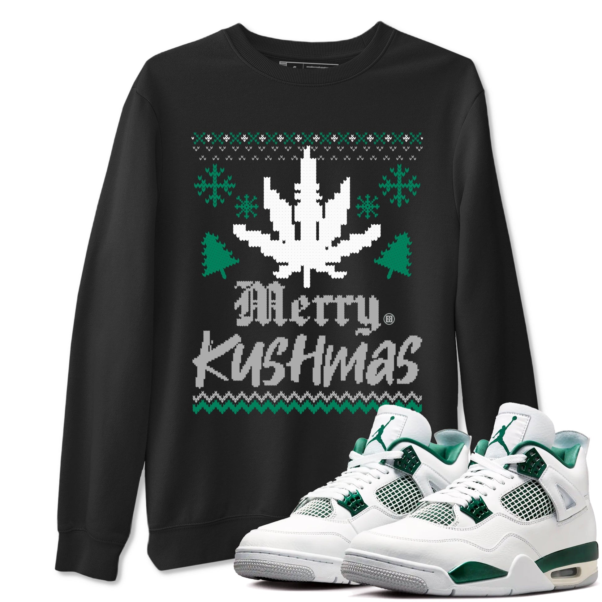 4s Oxidized Green t-shirts to match sneakers Merry Kushmas sneaker match tees Jordan 4 Retro Oxidized Green match shoes to clothes SNRT Sneaker Tees unisex cotton Black 1 shirts