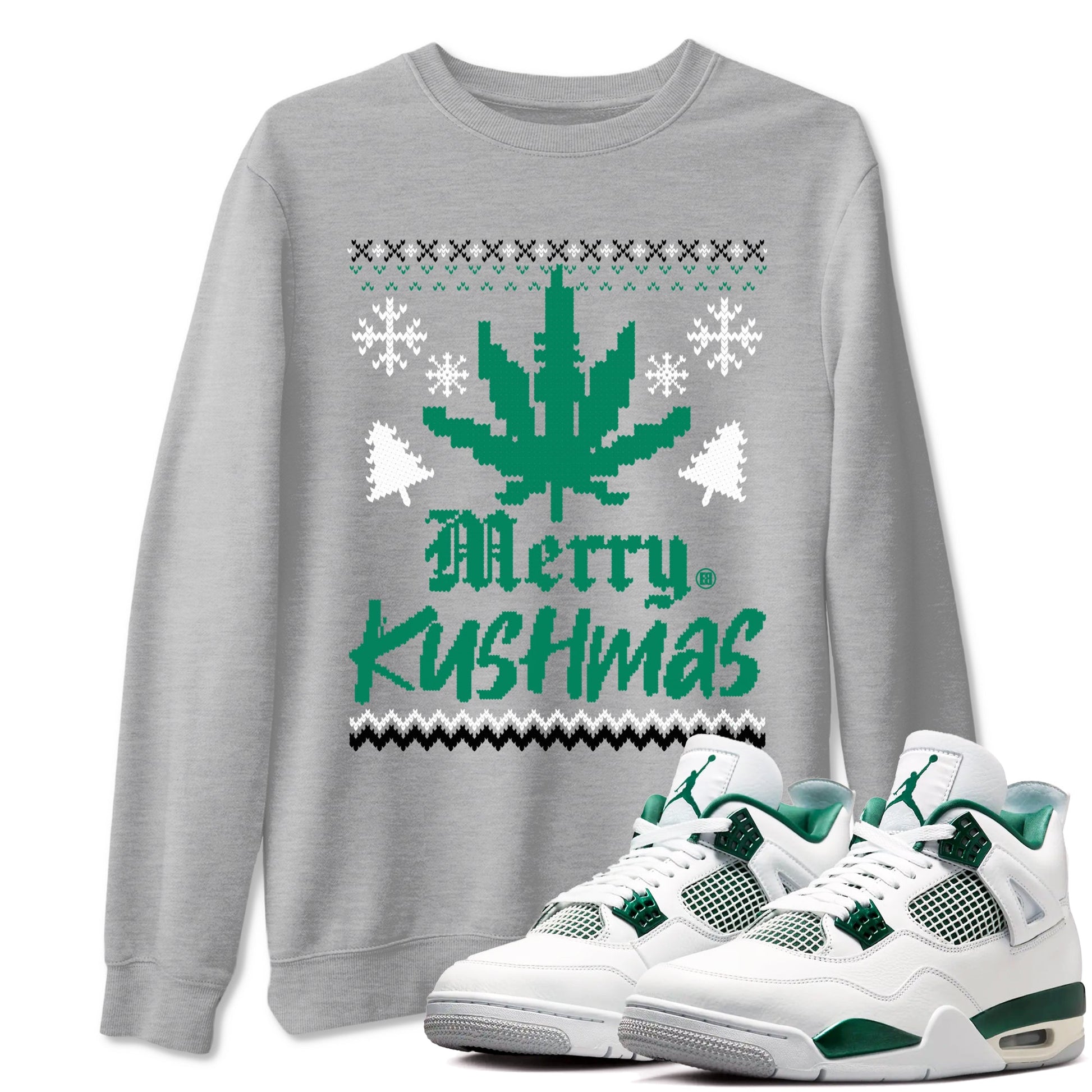 4s Oxidized Green t-shirts to match sneakers Merry Kushmas sneaker match tees Jordan 4 Retro Oxidized Green match shoes to clothes SNRT Sneaker Tees unisex cotton Heather Grey 1 shirts
