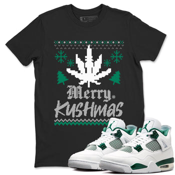 4s Oxidized Green t-shirts to match sneakers Merry Kushmas sneaker match tees Jordan 4 Retro Oxidized Green match shoes to clothes SNRT Sneaker Tees unisex cotton Black 1 shirts