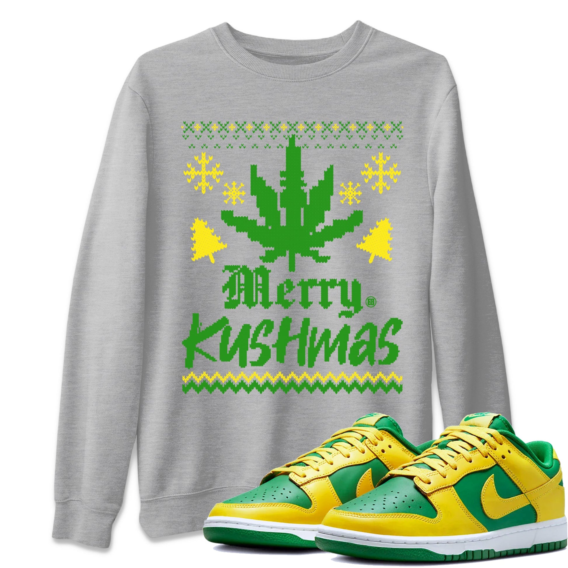 Dunk Reverse Brazil t-shirts to match sneakers Merry Kushmas sneaker match tees Dunk Reverse Brazil match shoes to clothes SNRT Sneaker Tees unisex cotton Heather Grey 1 shirts