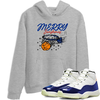 Sneaker Threads – Sneaker Tees To Match Air Jordan 11 Rare Air – Merry Swishmas Graphic Tee Heather Grey 1. Perfect for Jordan releases 2025 colorways.