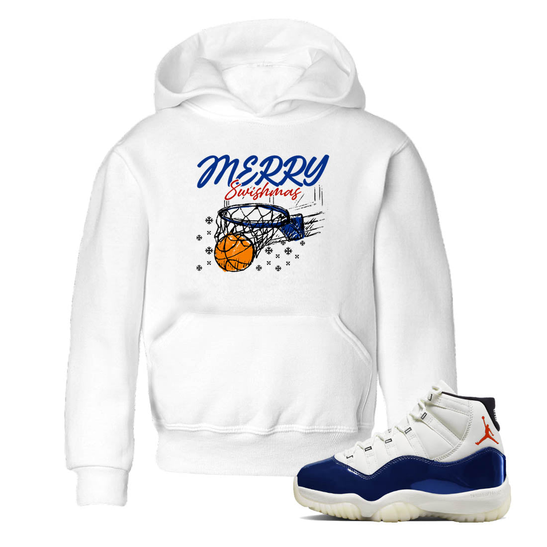 Sneaker Threads – Sneaker Tees To Match Air Jordan 11 Rare Air – Merry Swishmas Youth Graphic Tee White 1. Perfect for Jordan releases 2025 colorways.