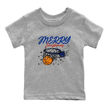 Sneaker Threads – Sneaker Tees To Match Air Jordan 11 Rare Air – Merry Swishmas Youth Graphic Tee Heather Grey 2. Perfect for Jordan releases 2025 colorways.