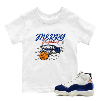 Sneaker Threads – Sneaker Tees To Match Air Jordan 11 Rare Air – Merry Swishmas Youth Graphic Tee White 1. Perfect for Jordan releases 2025 colorways.