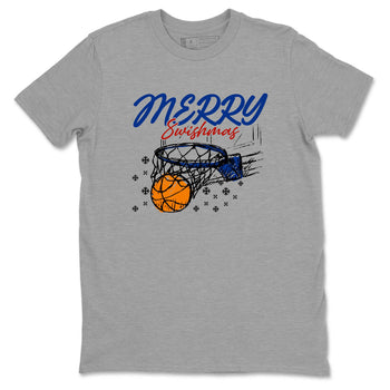Sneaker Threads – Sneaker Tees To Match Air Jordan 11 Rare Air – Merry Swishmas Graphic Tee Heather Grey 2. Perfect for Jordan releases 2025 colorways.