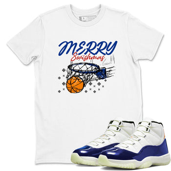 Sneaker Threads – Sneaker Tees To Match Air Jordan 11 Rare Air – Merry Swishmas Graphic Tee White 1. Perfect for Jordan releases 2025 colorways.
