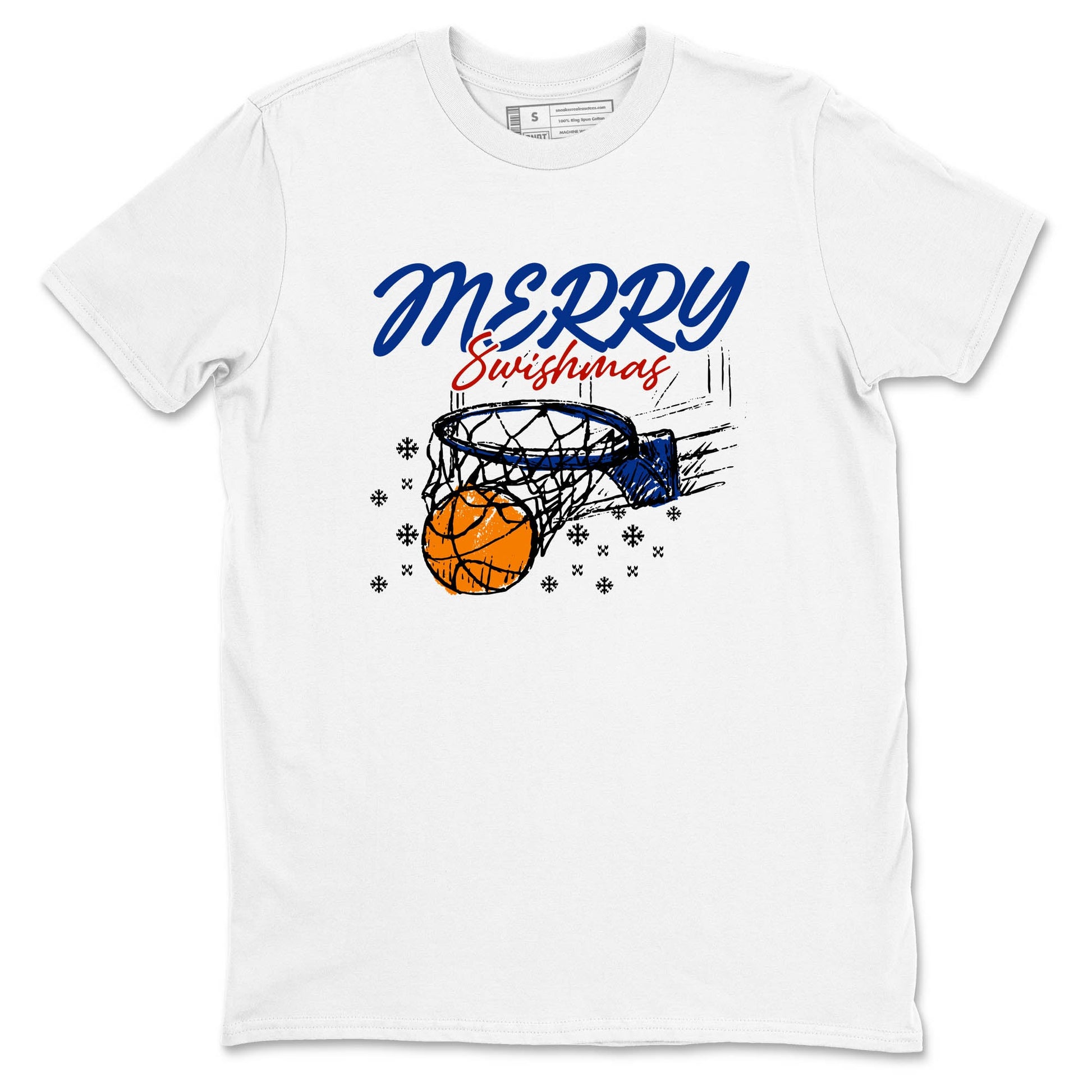 Sneaker Threads – Sneaker Tees To Match Air Jordan 11 Rare Air – Merry Swishmas Graphic Tee White 2. Perfect for Jordan releases 2025 colorways.
