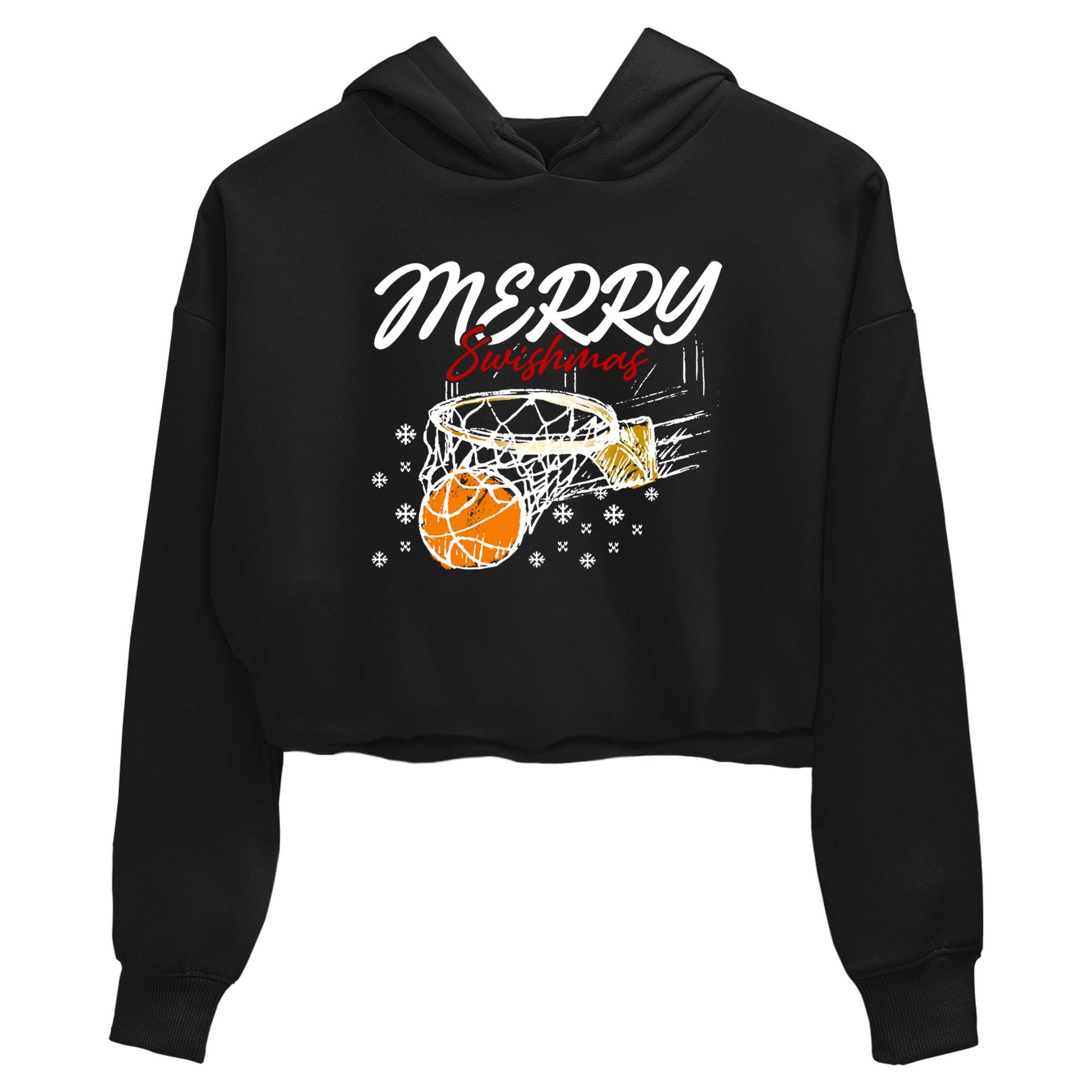 Sneaker Threads – Sneaker Tees To Match Air Jordan 12 Taxi – Merry Swishmas Crop Tee Black 2. Perfect for Jordan releases 2025 colorways.