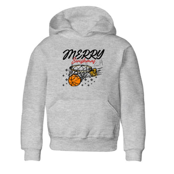 Sneaker Threads – Sneaker Tees To Match Air Jordan 12 Taxi – Merry Swishmas Youth Graphic Tee Heather Grey 2. Perfect for Jordan releases 2025 colorways.