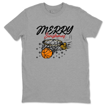 Sneaker Threads – Sneaker Tees To Match Air Jordan 12 Taxi – Merry Swishmas Graphic Tee Heather Grey 2. Perfect for Jordan releases 2025 colorways.