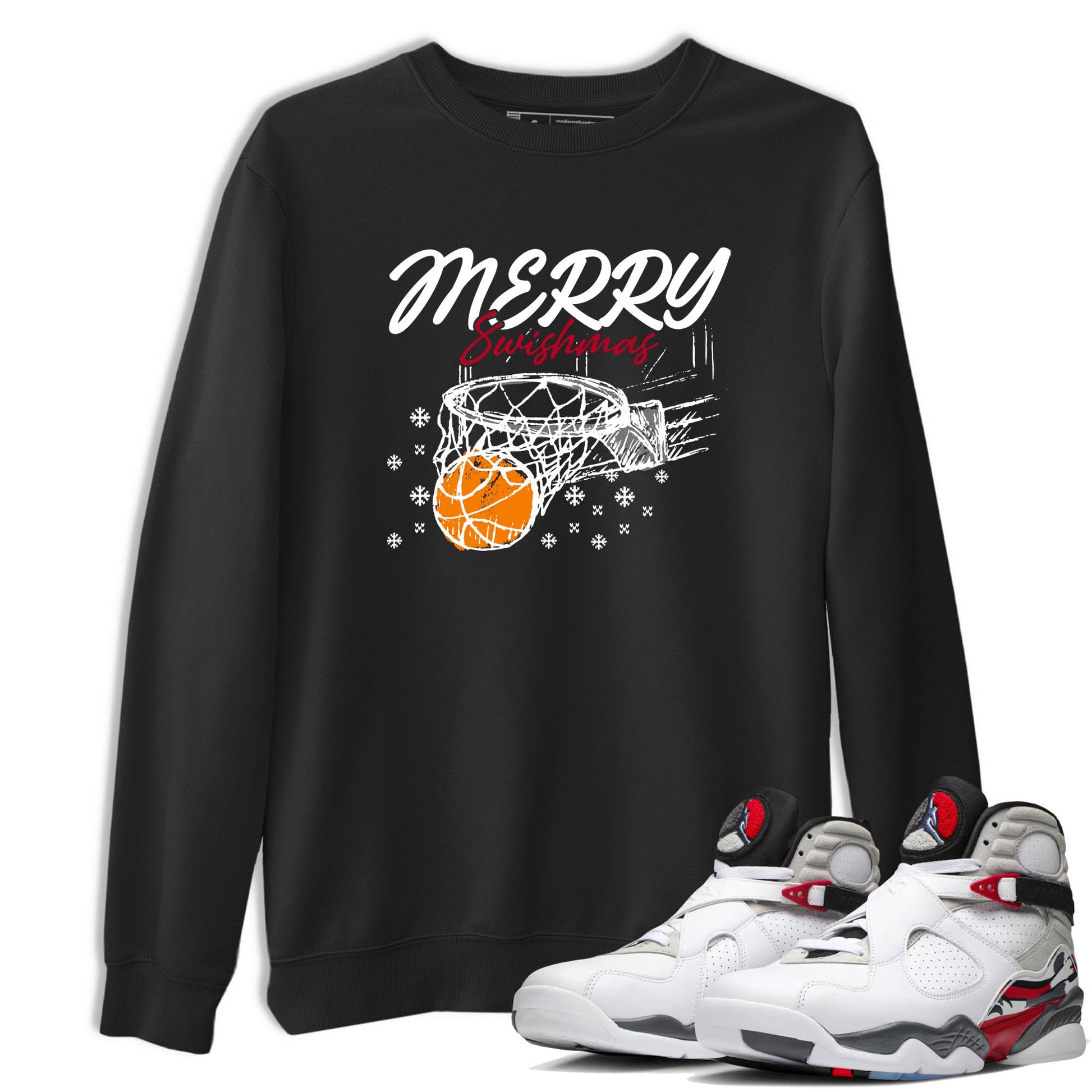 Sneaker Threads – Basketball Graphic T shirt Air Jordan 8 Bunny – Merry Swishmas Graphic Tee Black 1. Perfect for Jordan releases 2025 colorways.
