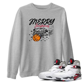 Sneaker Threads – Basketball Graphic T shirt Air Jordan 8 Bunny – Merry Swishmas Graphic Tee Heather Grey 1. Perfect for Jordan releases 2025 colorways.