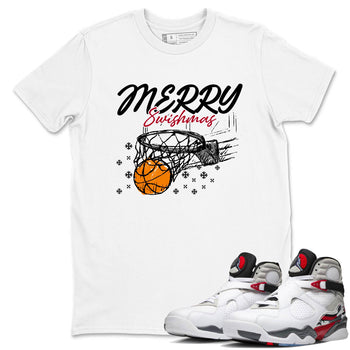 Sneaker Threads – Basketball Graphic T shirt Air Jordan 8 Bunny – Merry Swishmas Graphic Tee White 1. Perfect for Jordan releases 2025 colorways.